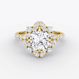 Carnation Cushion Cut Halo Pave Engagement Ring - Intou