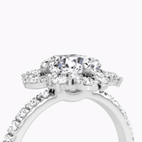 Carnation Cushion Cut Halo Pave Engagement Ring - Intou