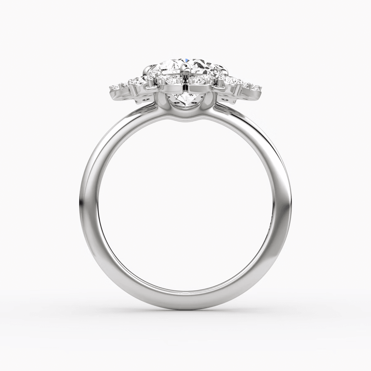 Carnation Oval Cut Halo Engagement Ring - Intou