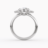 Carnation Oval Cut Halo Engagement Ring - Intou