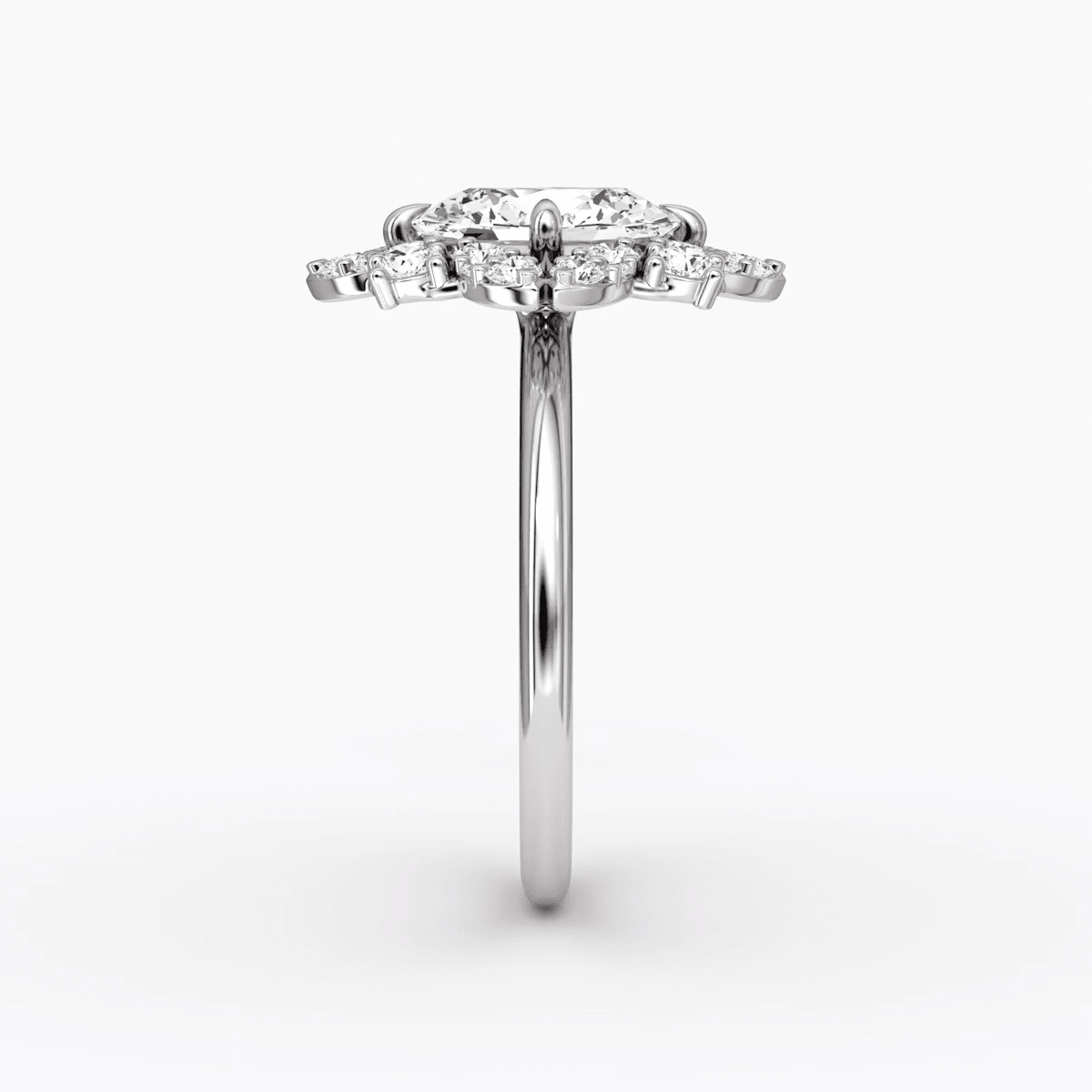 Carnation Oval Cut Halo Engagement Ring - Intou