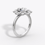 Carnation Oval Cut Halo Engagement Ring - Intou