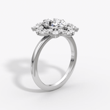 Carnation Oval Cut Halo Engagement Ring - Intou