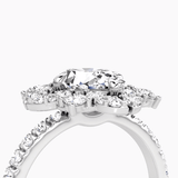 Carnation Oval Cut Halo Pave Engagement Ring - Intou