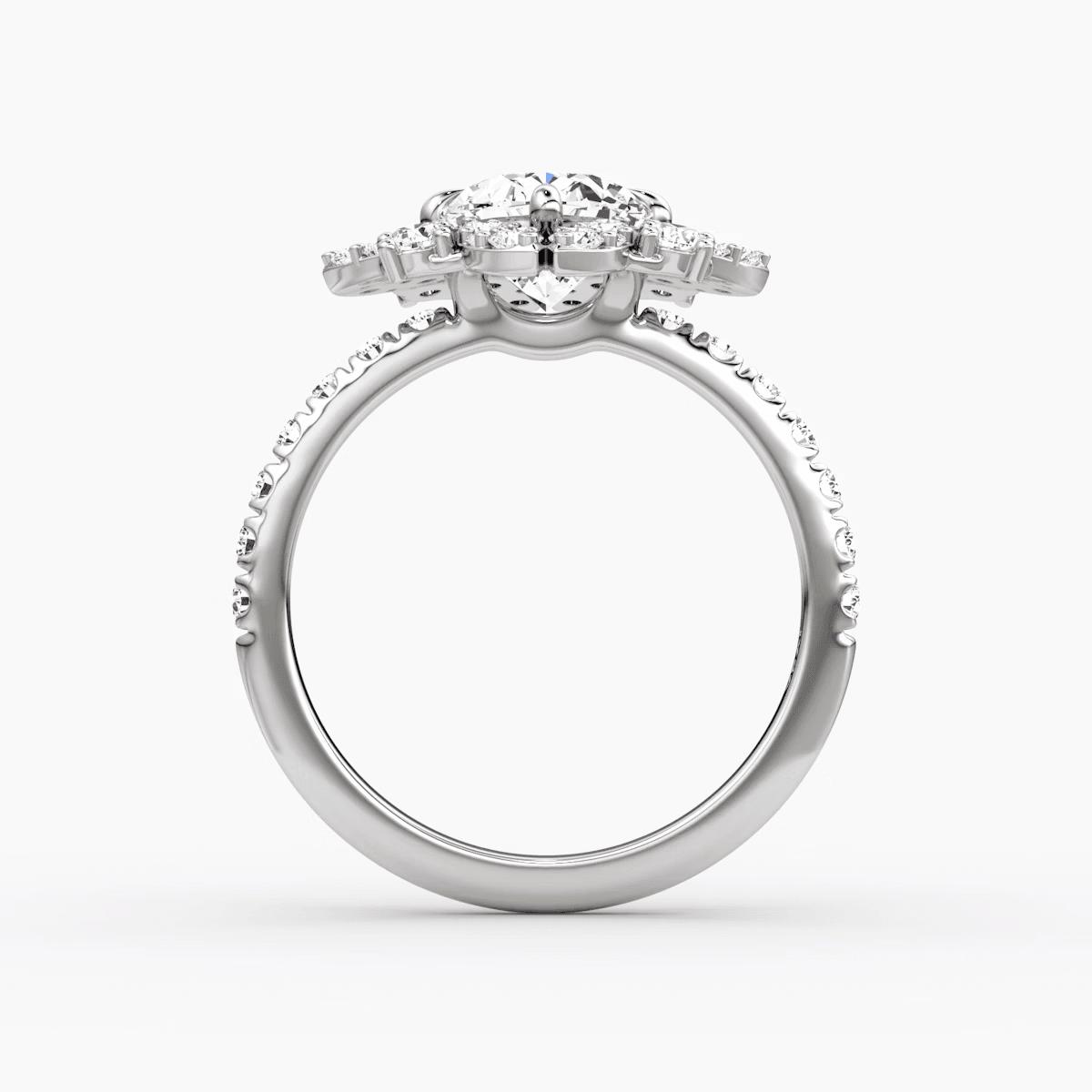 Carnation Oval Cut Halo Pave Engagement Ring - Intou