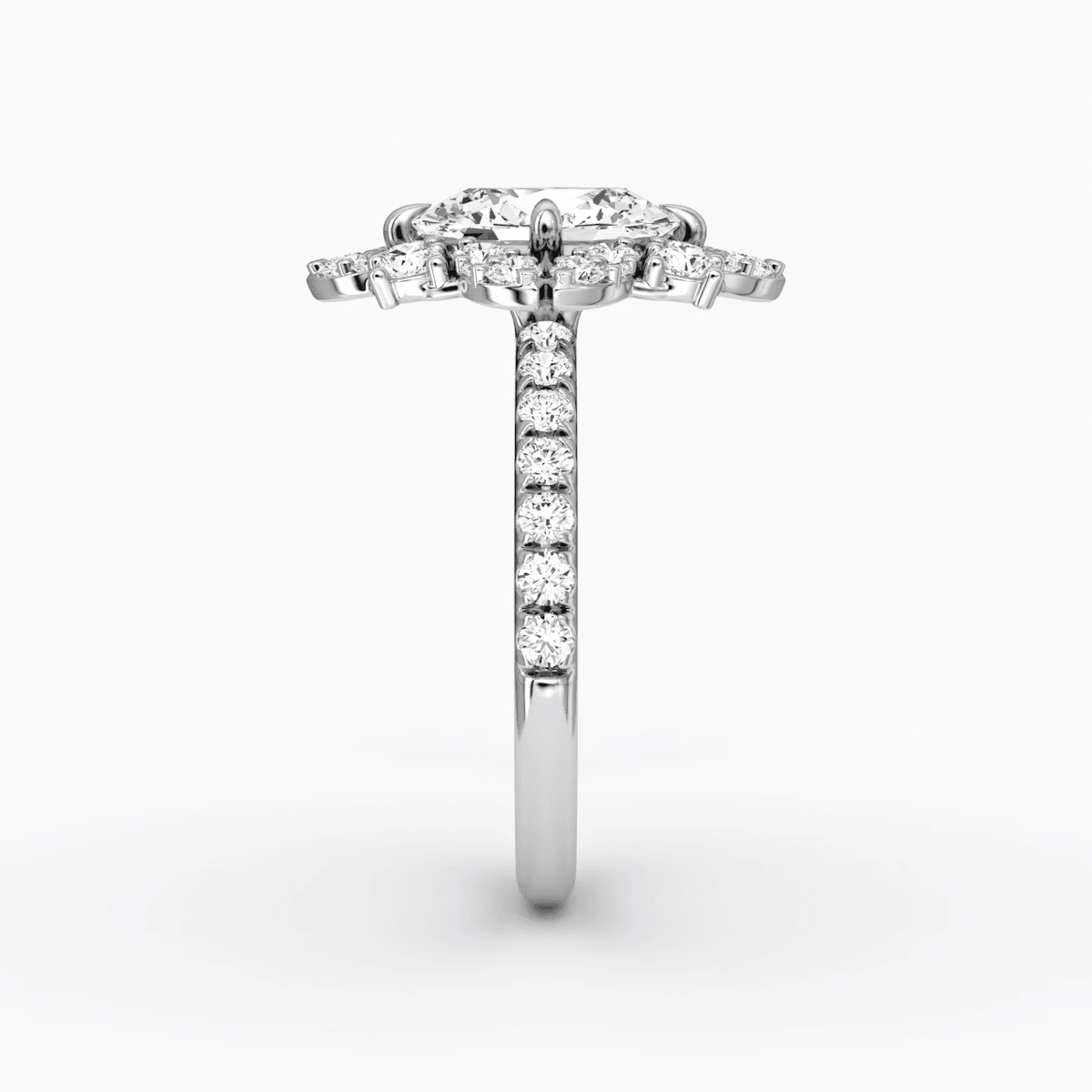 Carnation Oval Cut Halo Pave Engagement Ring - Intou