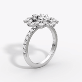 Carnation Oval Cut Halo Pave Engagement Ring - Intou