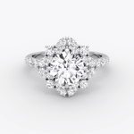 Carnation Round Cut Halo Pave Engagement Ring - Intou