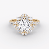 Carnation Round Cut Halo Pave Engagement Ring - Intou