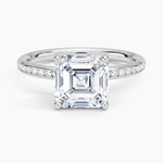 Channel Set Asscher Cut Diamond Engagement Ring - Intou