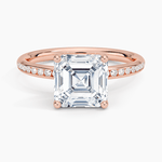 Channel Set Asscher Cut Diamond Engagement Ring - Intou