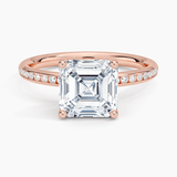 Channel Set Asscher Cut Diamond Engagement Ring - Intou