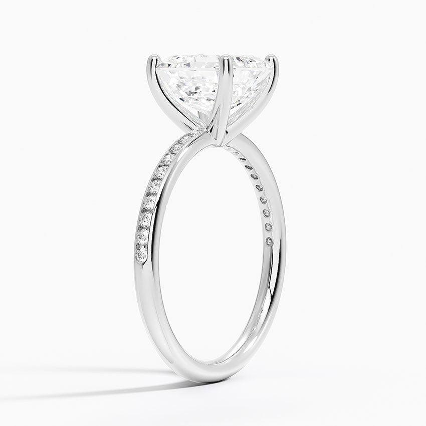 Channel Set Asscher Cut Diamond Engagement Ring - Intou