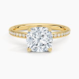 Channel Set Cushion Cut Diamond Engagement Ring - Intou