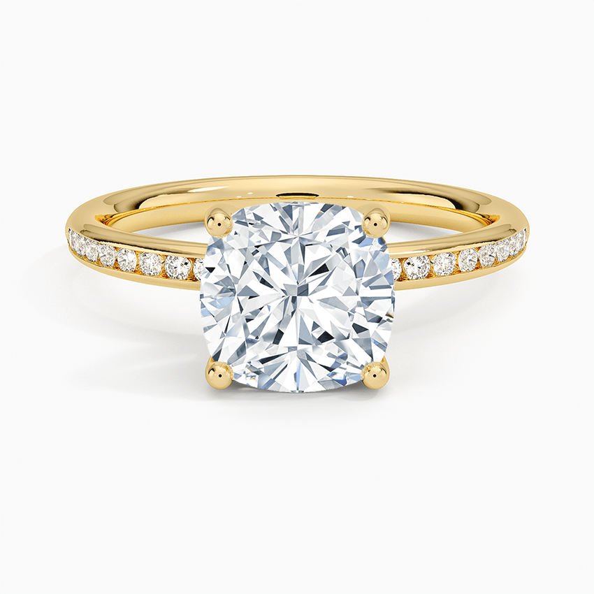 Channel Set Cushion Cut Diamond Engagement Ring - Intou