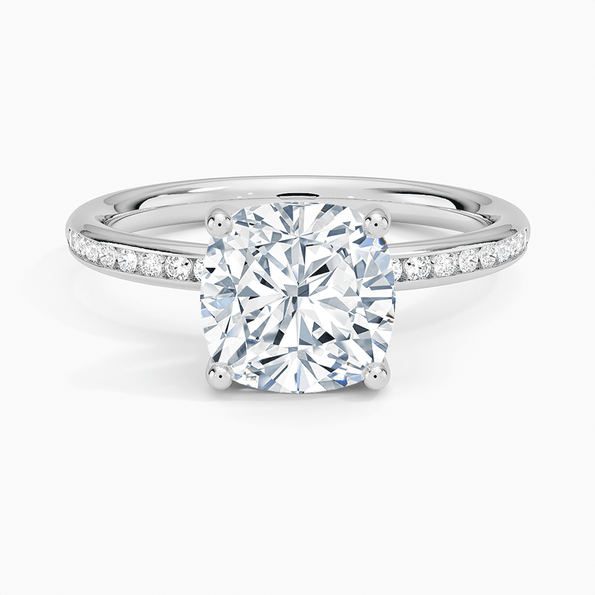 Channel Set Cushion Cut Diamond Engagement Ring - Intou