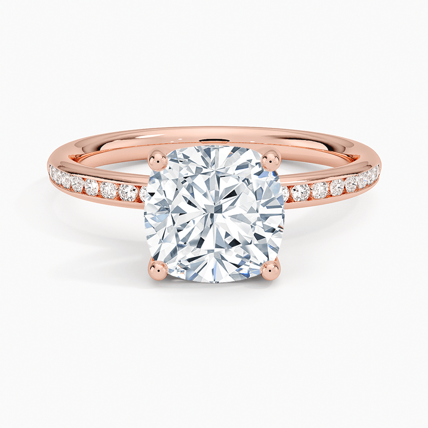 Channel Set Cushion Cut Diamond Engagement Ring - Intou