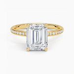 Channel Set Emerald Cut Diamond Engagement Ring - Intou