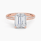 Channel Set Emerald Cut Diamond Engagement Ring - Intou