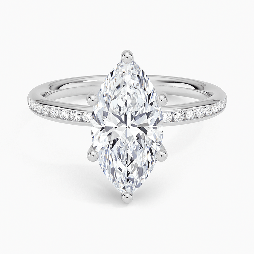 Channel Set Marquise Cut Diamond Engagement Ring - Intou