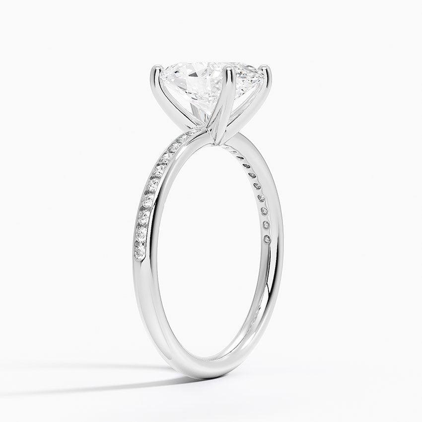 Channel Set Oval Cut Diamond Engagement Ring - Intou