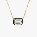 Crystal Emerald-Cut East-West Pendant Necklace - Intou