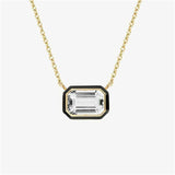 Crystal Emerald-Cut East-West Pendant Necklace - Intou