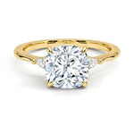 Cushion Cut Aria Three Stone Diamond Engagement Ring - Intou