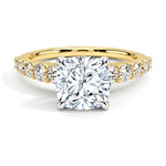 Cushion Cut Graduated Diamond Engagement Ring - Intou