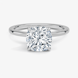 Cushion Cut Hidden Halo Diamond Engagement Ring - Intou