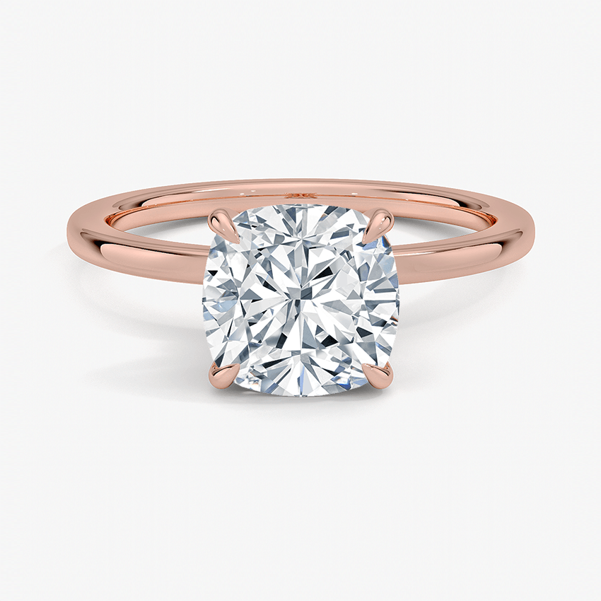 Cushion Cut Hidden Halo Diamond Engagement Ring - Intou