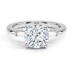 Cushion Cut Tapered Baguette Three Stone Diamond Engagement Ring - Intou