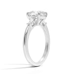 Cushion Cut Tapered Baguette Three Stone Diamond Engagement Ring - Intou