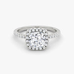 Cushion Halo Pave Engagement Ring - Intou