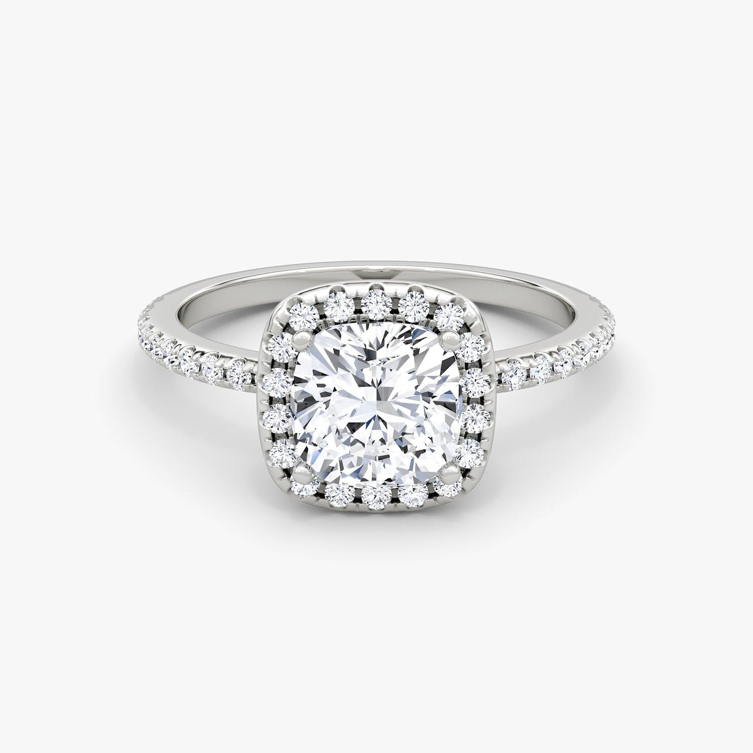 Cushion Halo Pave Engagement Ring - Intou