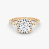 Cushion Halo Pave Engagement Ring - Intou