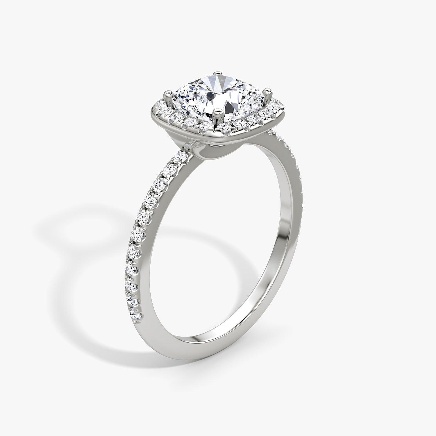 Cushion Halo Pave Engagement Ring - Intou