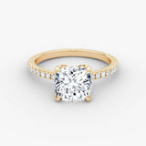 Cushion Pave Solitaire Engagement Ring - Intou