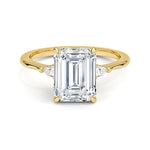 Emerald Cut Aria Three Stone Diamond Engagement Ring - Intou