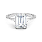 Emerald Cut Aria Three Stone Diamond Engagement Ring - Intou