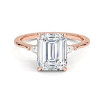 Emerald Cut Aria Three Stone Diamond Engagement Ring - Intou