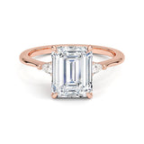 Emerald Cut Aria Three Stone Diamond Engagement Ring - Intou