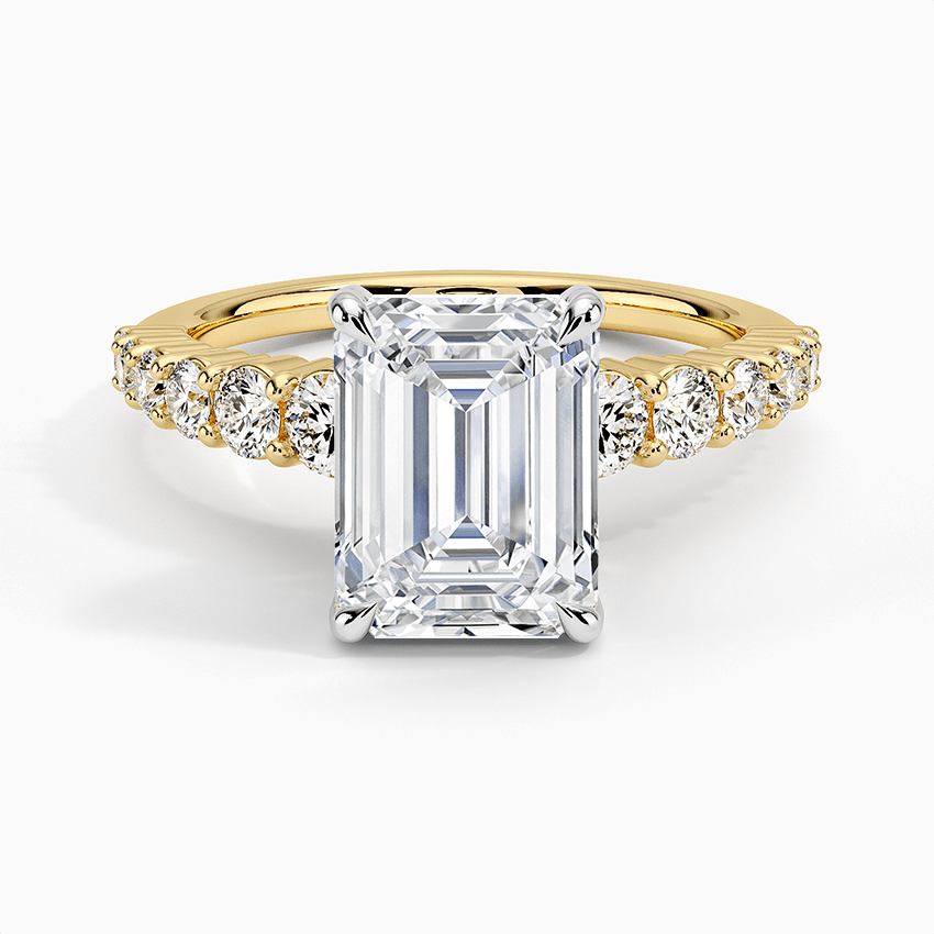 Emerald Cut Graduated Diamond Engagement Ring - Intou