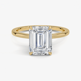 Emerald Cut Hidden Halo Diamond Engagement Ring - Intou