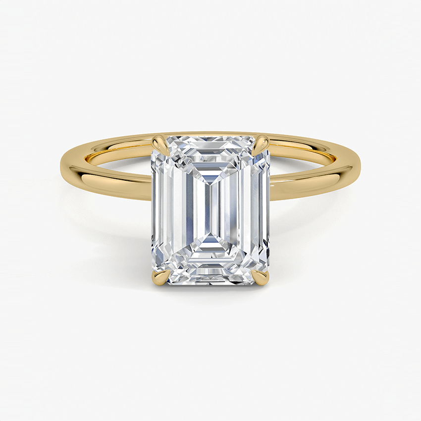 Emerald Cut Hidden Halo Diamond Engagement Ring - Intou