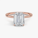 Emerald Cut Hidden Halo Diamond Engagement Ring - Intou