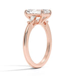 Emerald Cut Tapered Baguette Three Stone Diamond Engagement Ring - Intou