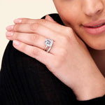 Emerald Cut Tapered Baguette Three Stone Diamond Engagement Ring - Intou