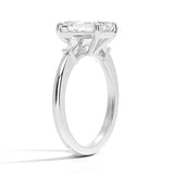 Emerald Cut Tapered Baguette Three Stone Diamond Engagement Ring - Intou