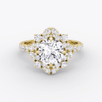 Fancy Floral Halo Cushion Cut Pave Engagement Ring - Intou